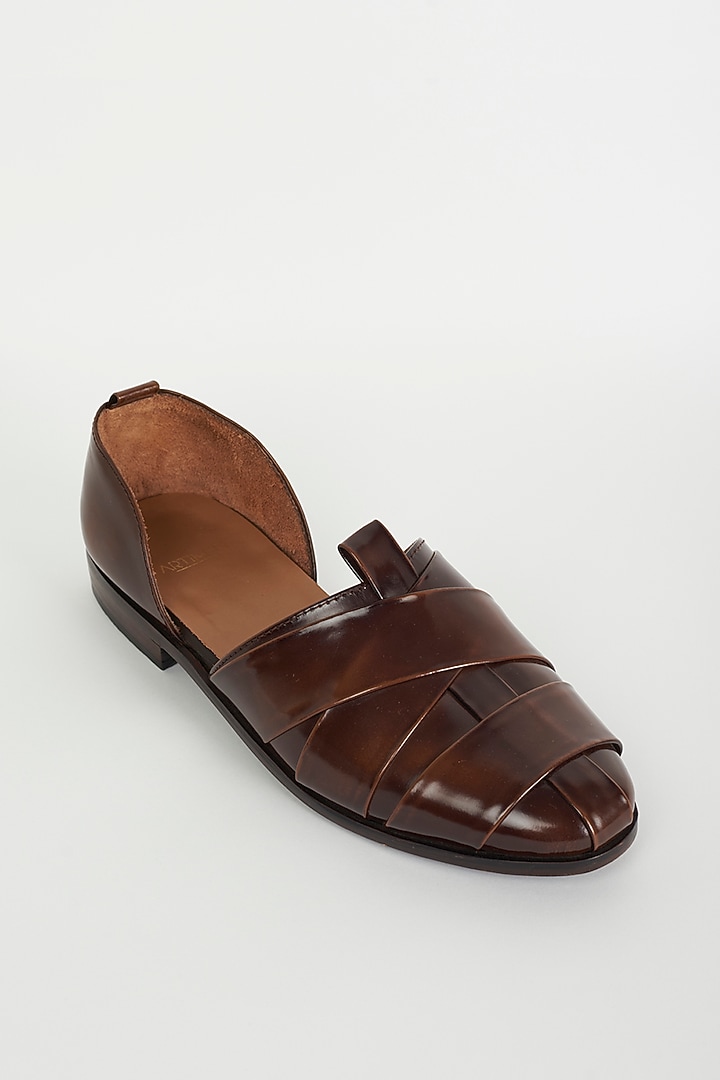 Brown Leather Sandals by ARTIMEN at Pernia's Pop Up Shop