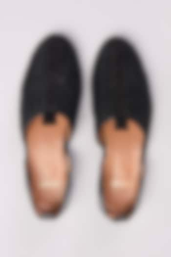 Black Handcrafted Suede Loafers by ARTIMEN