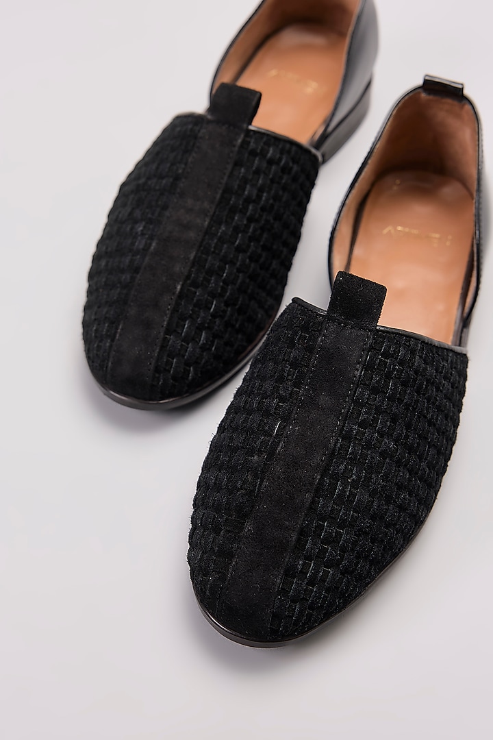 Black Handcrafted Suede Loafers by ARTIMEN at Pernia's Pop Up Shop