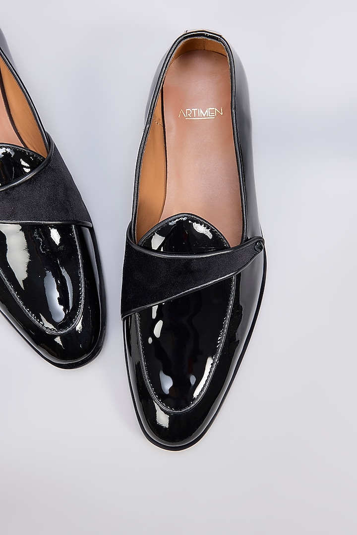 Black Leather & Velvet Loafers by ARTIMEN at Pernia's Pop Up Shop