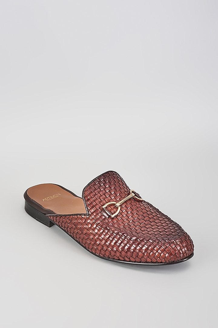 Brown Leather Handcrafted Loafers by ARTIMEN at Pernia's Pop Up Shop