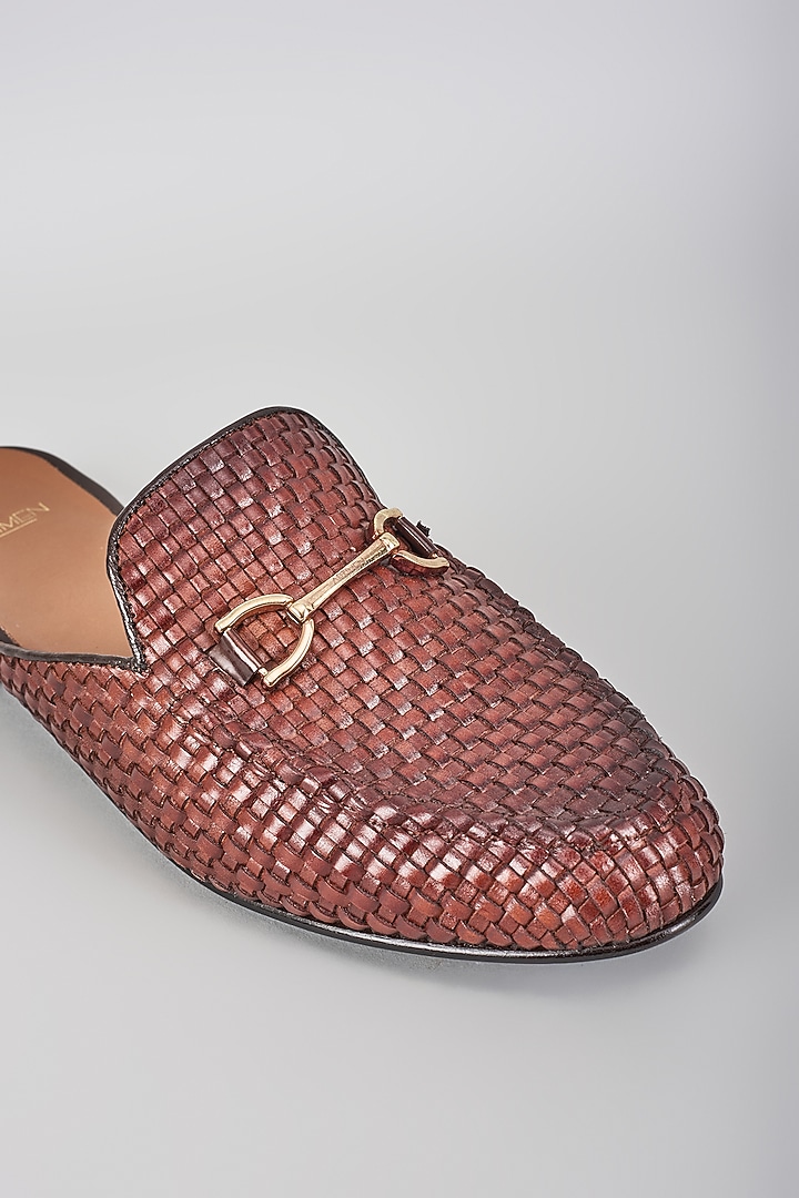 Brown Leather Handcrafted Loafers by ARTIMEN at Pernia's Pop Up Shop