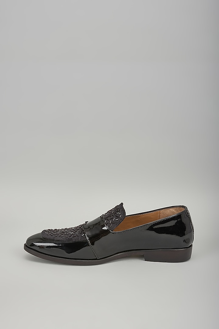 Black Patent Leather Cutdana Handwork Loafers by ARTIMEN at Pernia's Pop Up Shop