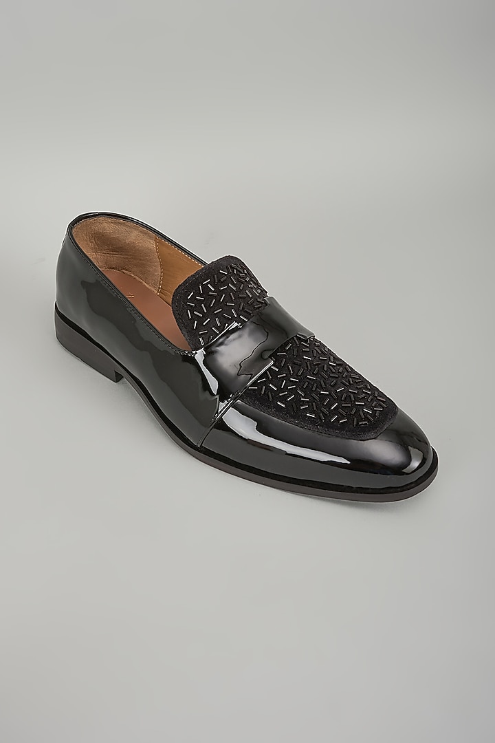 Black Patent Leather Cutdana Handwork Loafers by ARTIMEN at Pernia's Pop Up Shop