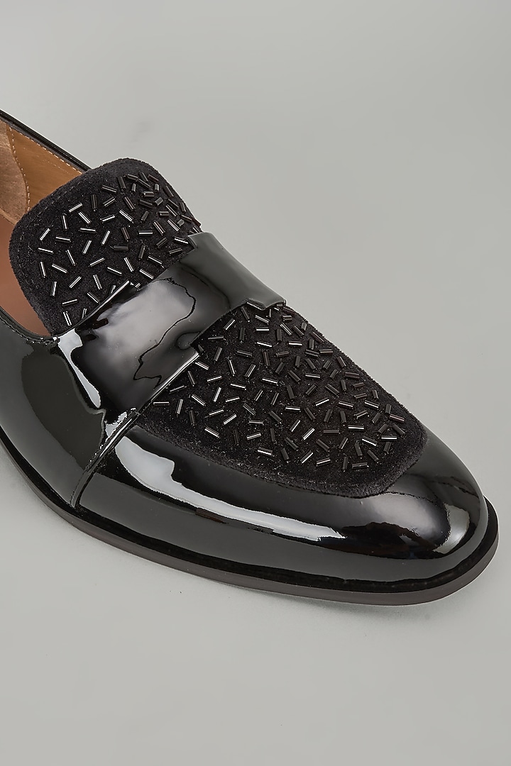 Black Patent Leather Cutdana Handwork Loafers by ARTIMEN at Pernia's Pop Up Shop