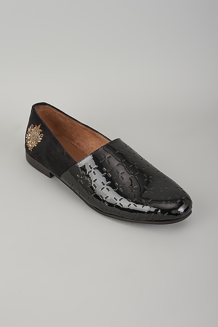 Black Leather Handcrafted Loafers by ARTIMEN at Pernia's Pop Up Shop