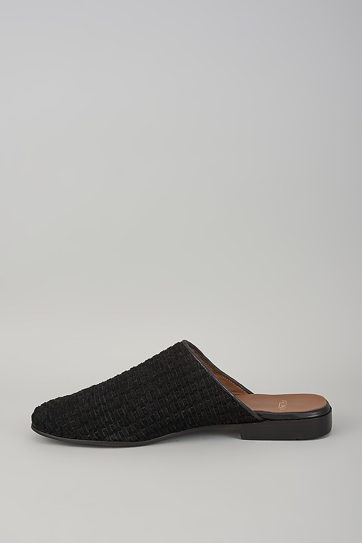 Black Leather Handcrafted Mules by ARTIMEN at Pernia's Pop Up Shop