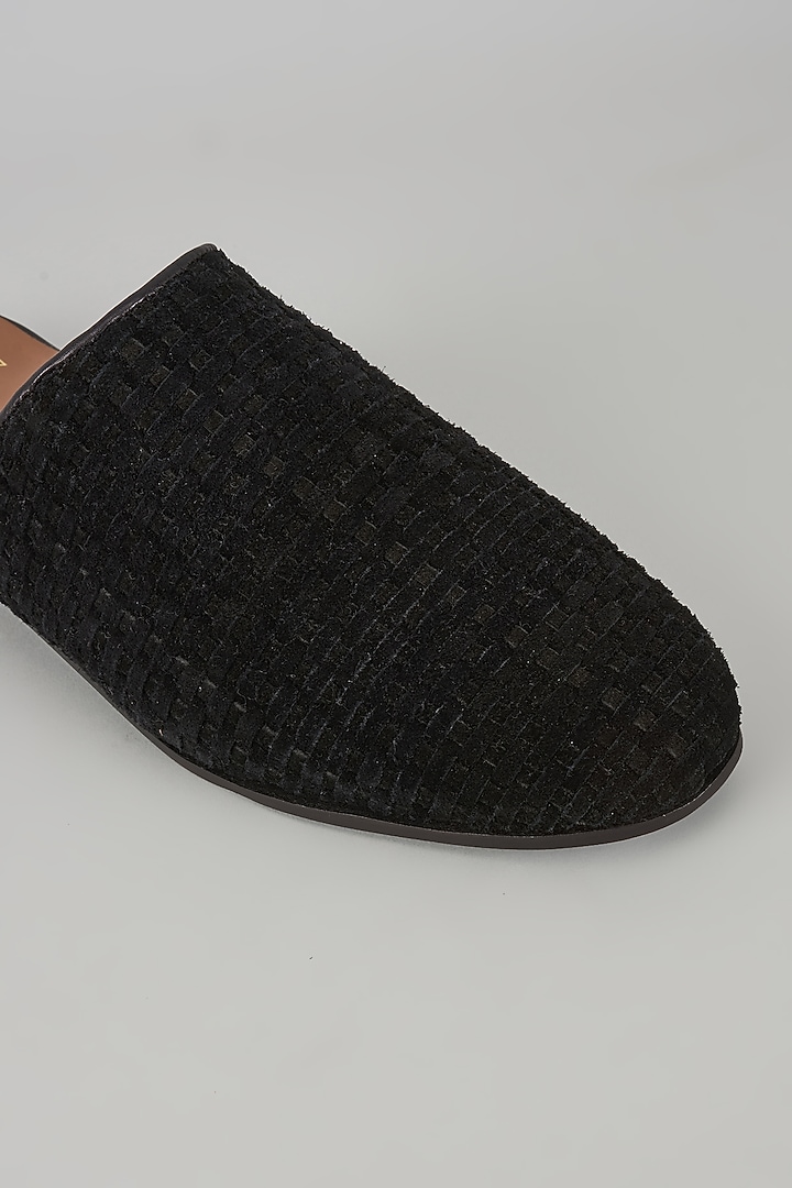 Black Leather Handcrafted Mules by ARTIMEN at Pernia's Pop Up Shop