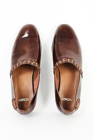 Brown Leather Shoes by ARTIMEN