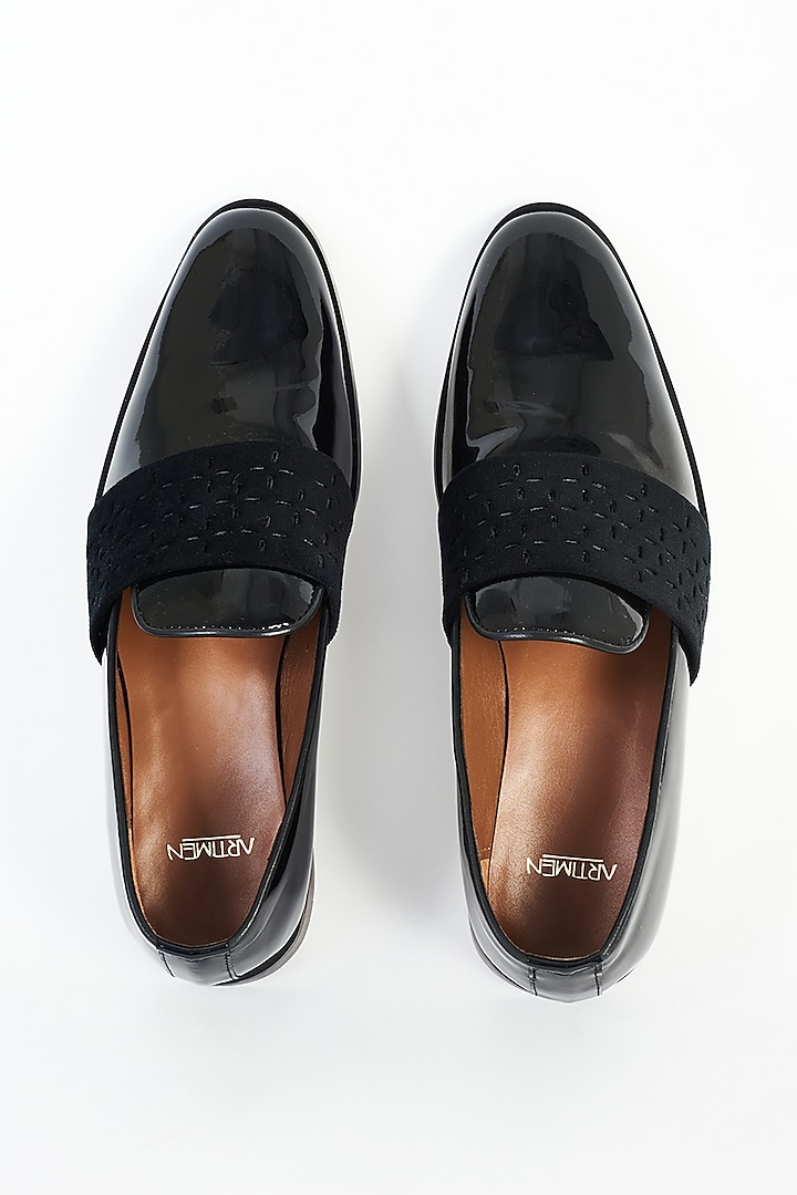 Black Patent Leather & Velvet Shoes by ARTIMEN