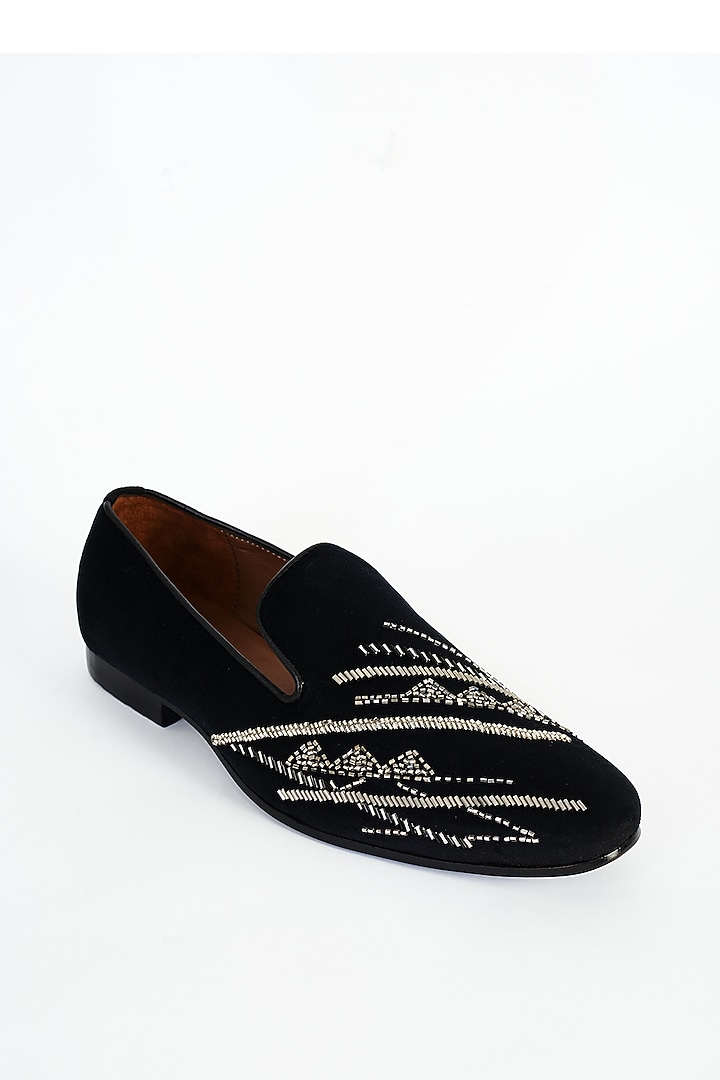 Black Velvet Embroidered Shoes by ARTIMEN at Pernia's Pop Up Shop