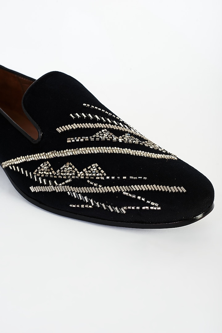 Black Velvet Embroidered Shoes by ARTIMEN at Pernia's Pop Up Shop