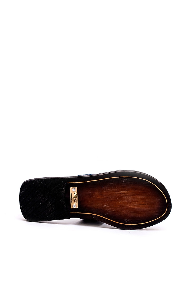 Blue Velvet Embroidered Slippers by ARTIMEN at Pernia's Pop Up Shop