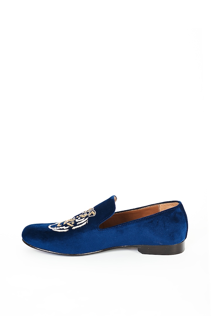 Blue Velvet Hand Embroidered Shoes by ARTIMEN at Pernia's Pop Up Shop