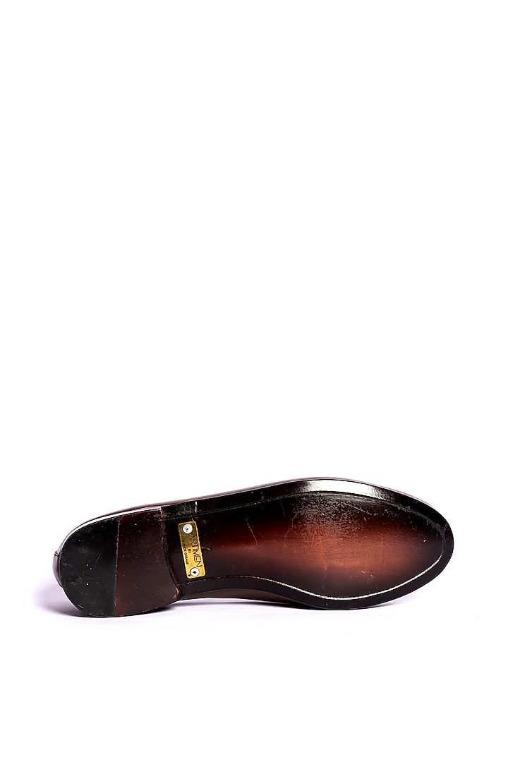 Burnt Tan Leather Hand Embroidered Loafers by ARTIMEN at Pernia's Pop Up Shop