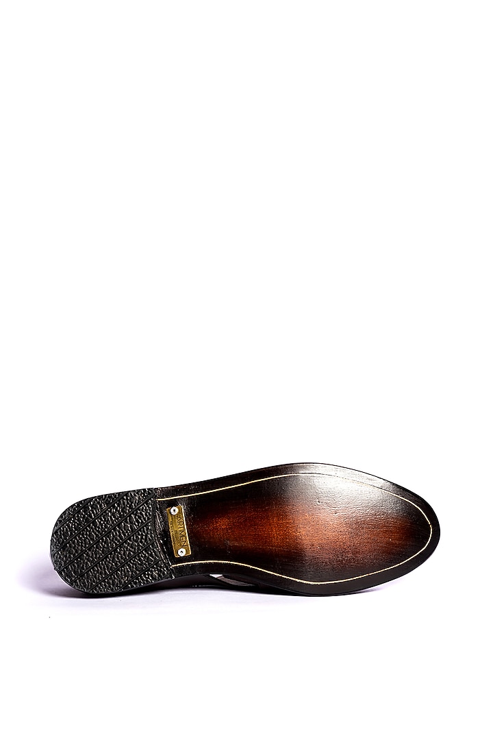 Brown Leather Hand Embroidered Loafers by ARTIMEN at Pernia's Pop Up Shop