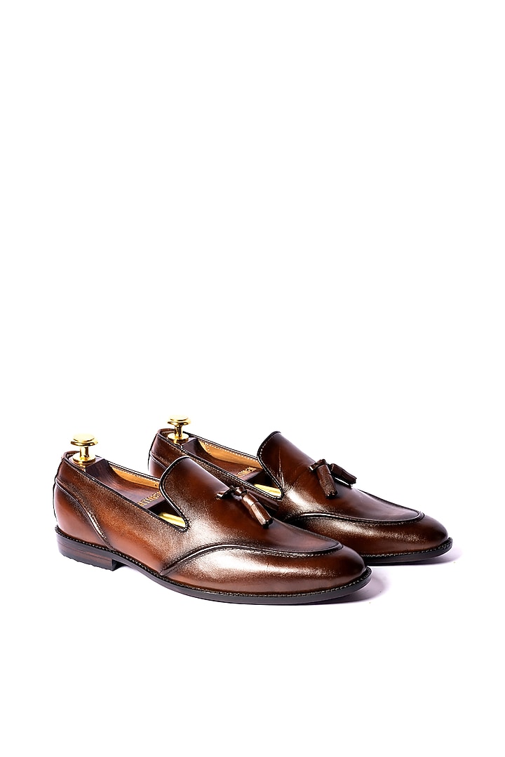 Burnt Brown Leather Loafers by ARTIMEN at Pernia's Pop Up Shop