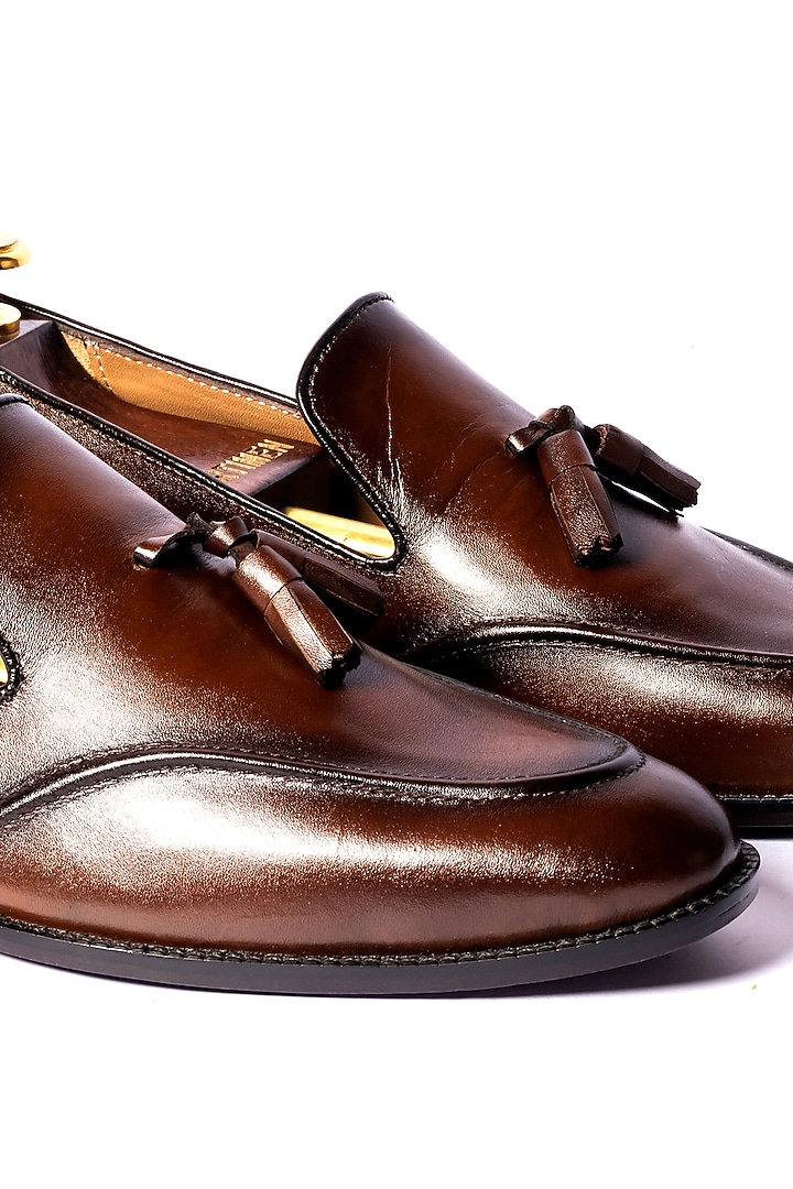 Burnt Brown Leather Loafers by ARTIMEN at Pernia's Pop Up Shop