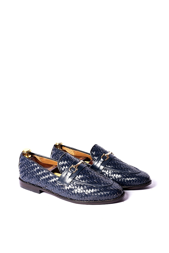 Blue Pure Leather Loafers by ARTIMEN at Pernia's Pop Up Shop