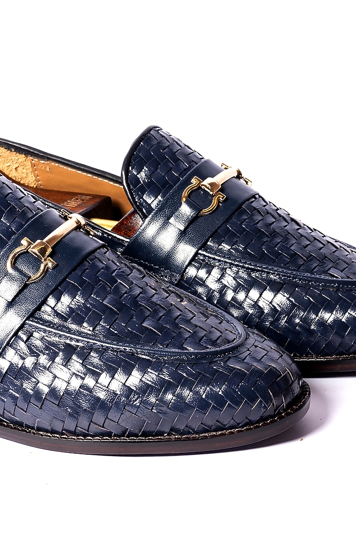 Blue Pure Leather Loafers by ARTIMEN at Pernia's Pop Up Shop
