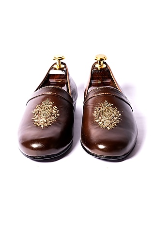 Deep Brown Leather Loafers by ARTIMEN