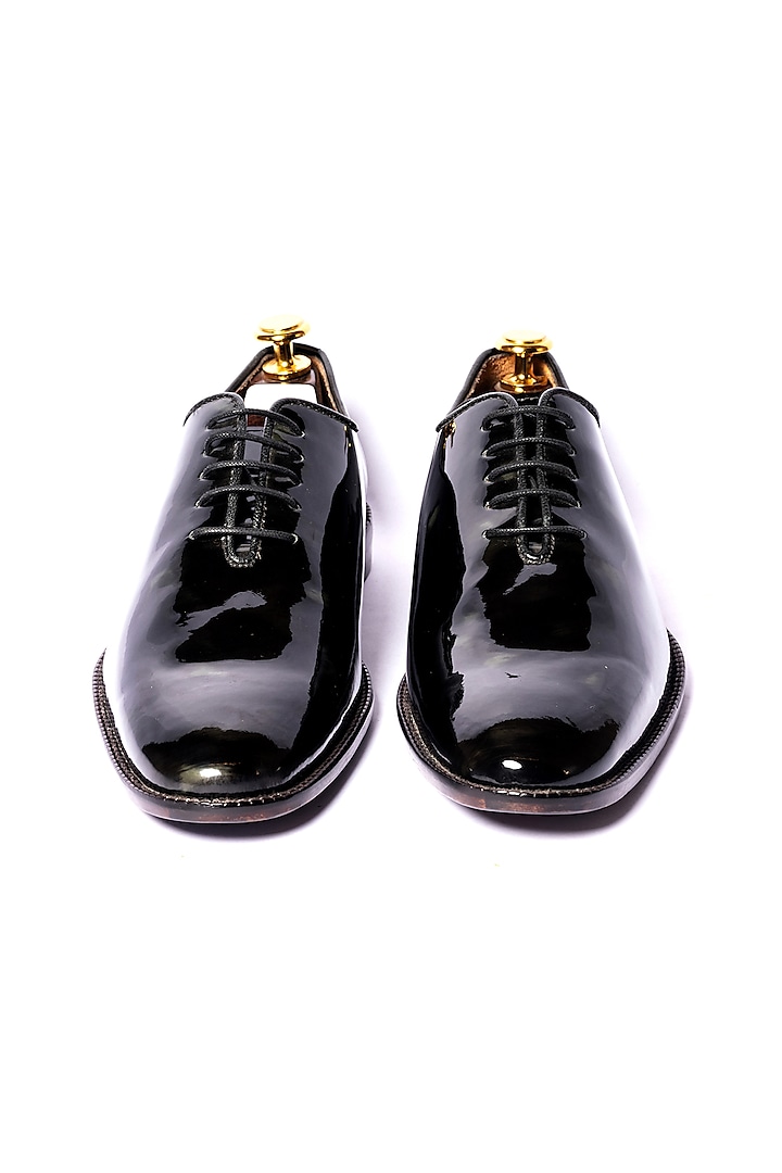 Black & Grey Leather Loafers by ARTIMEN