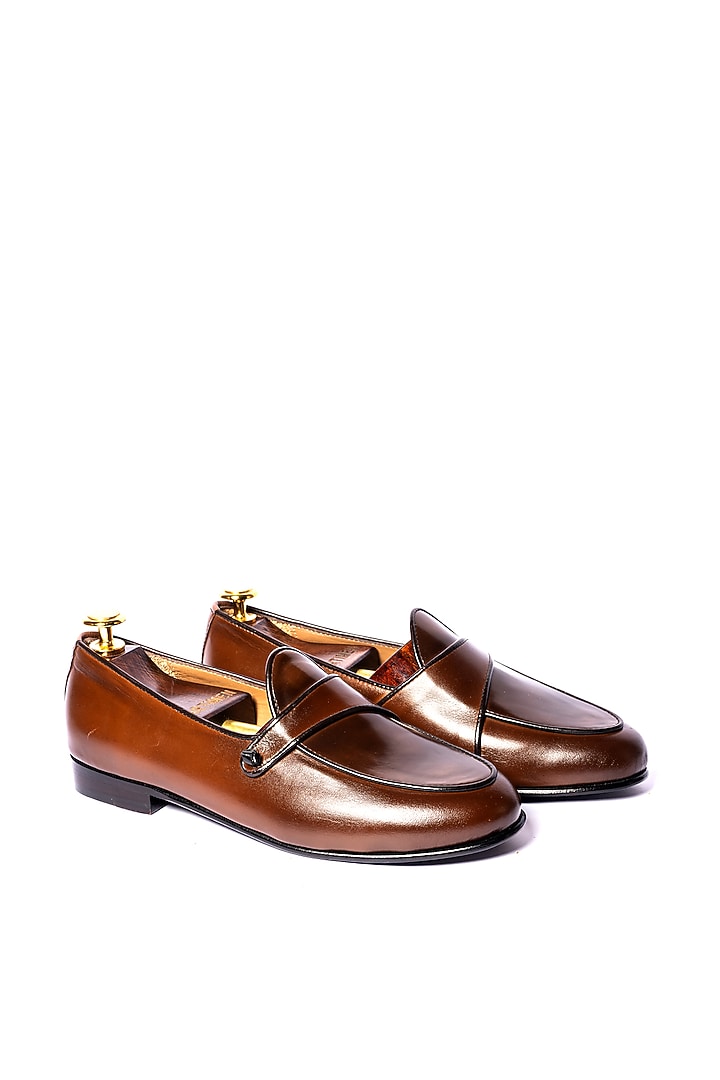 Brown Leather Monk Loafers by ARTIMEN at Pernia's Pop Up Shop