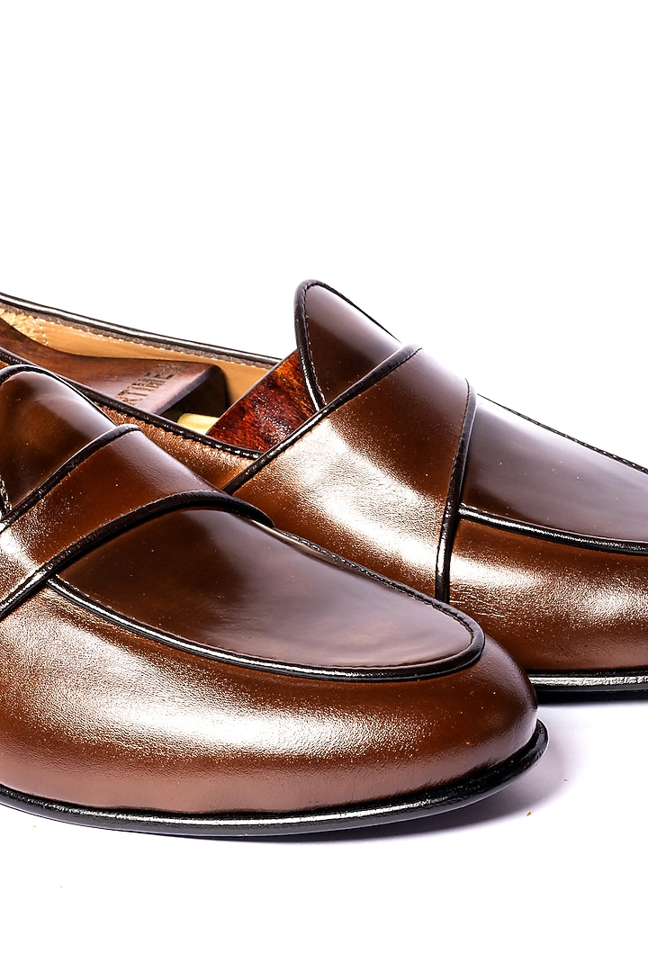Brown Leather Monk Loafers by ARTIMEN at Pernia's Pop Up Shop