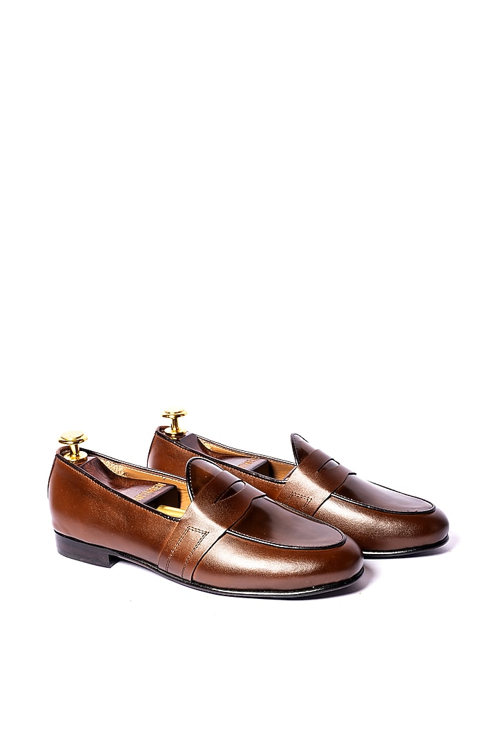 Burnt Tan Leather Loafers by ARTIMEN at Pernia's Pop Up Shop