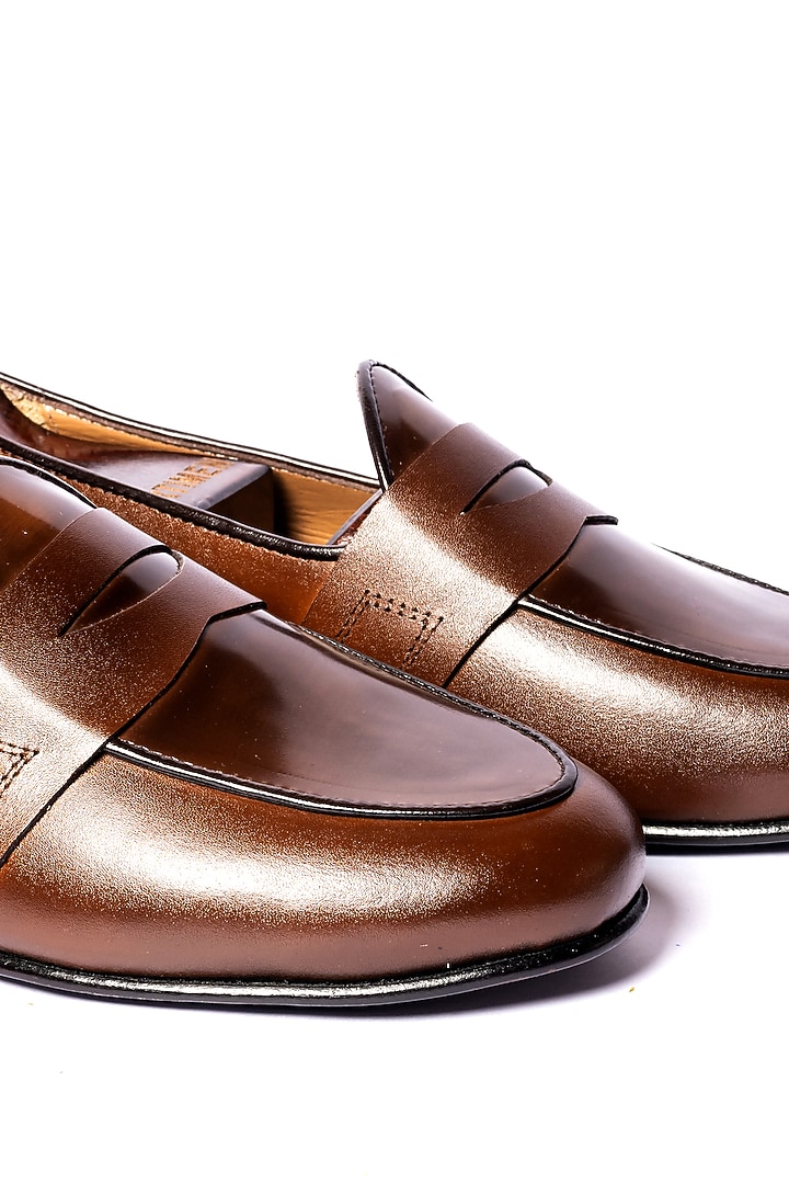 Burnt Tan Leather Loafers by ARTIMEN at Pernia's Pop Up Shop