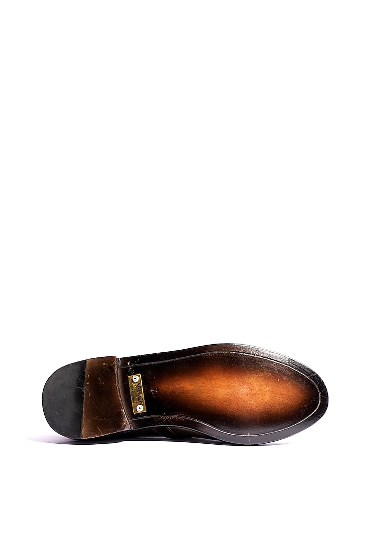 Green Leather Hand Embroidered Loafers by ARTIMEN at Pernia's Pop Up Shop