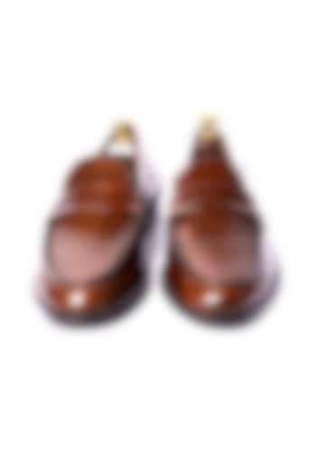 Tan Leather Handcrafted Loafers by ARTIMEN