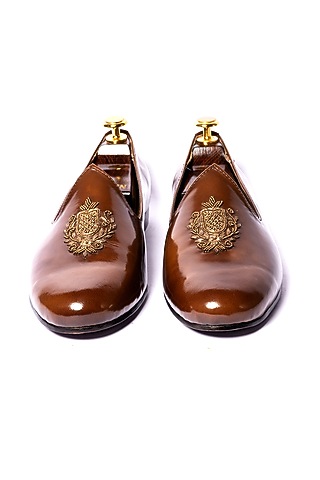Burnt Brown Leather Loafers by ARTIMEN