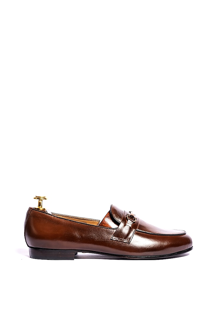 Brown Leather Horsebit Loafers by ARTIMEN at Pernia's Pop Up Shop