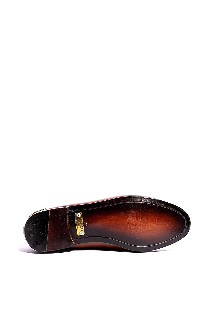 Tan Leather Hand Work Loafers by ARTIMEN at Pernia's Pop Up Shop