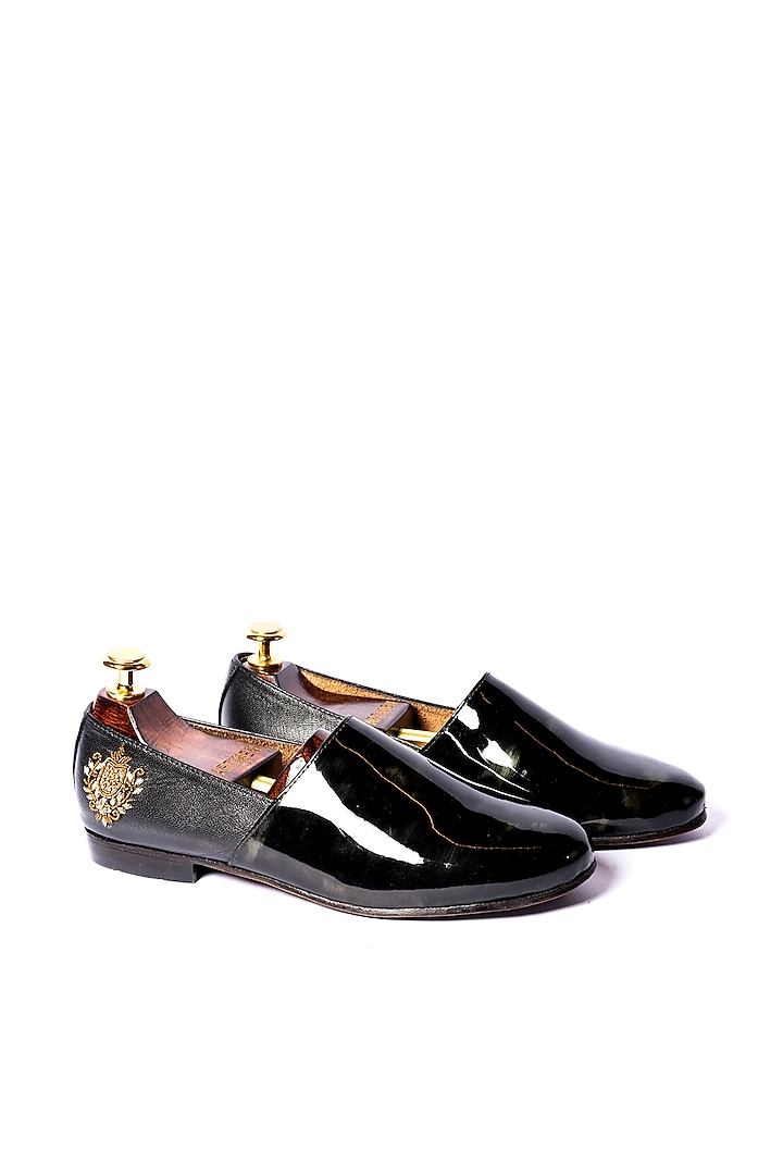 Black Embroidered Loafers by ARTIMEN