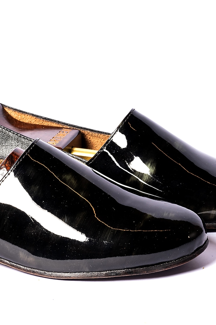 Black Leather Embroidered Loafers by ARTIMEN at Pernia's Pop Up Shop