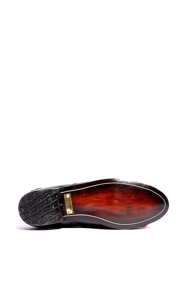 Black Leather Embroidered Loafers by ARTIMEN at Pernia's Pop Up Shop