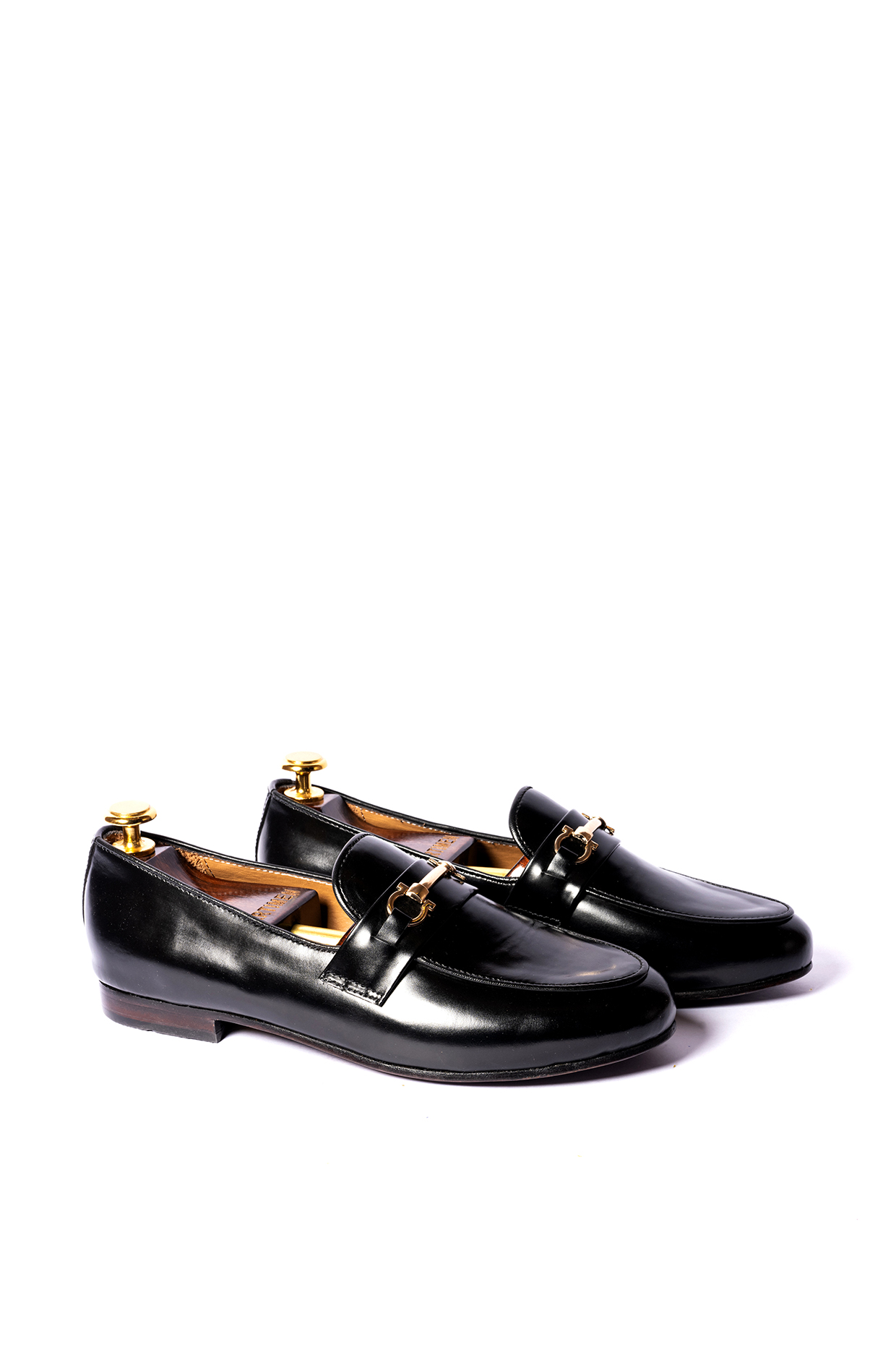 Black Leather Horsebit Loafers by ARTIMEN