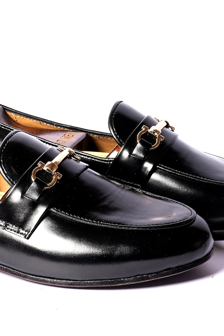 Black Leather Horsebit Loafers by ARTIMEN at Pernia's Pop Up Shop