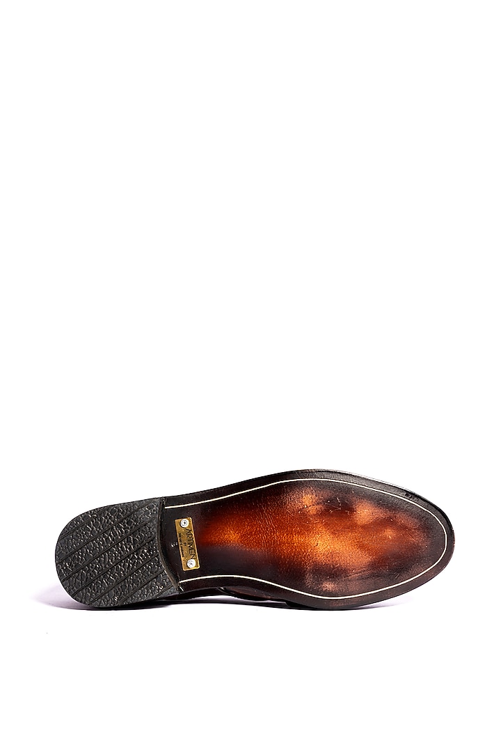 Brown Leather Peshawaris by ARTIMEN at Pernia's Pop Up Shop
