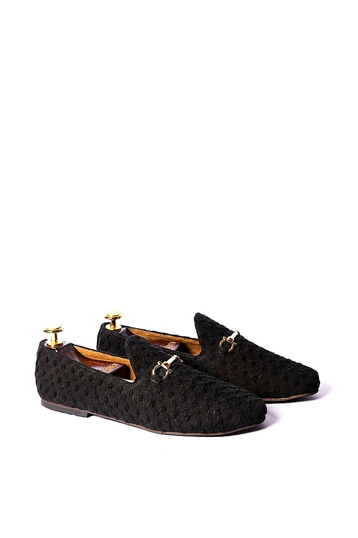 Black Loafers In Stone Washed Fabric by ARTIMEN