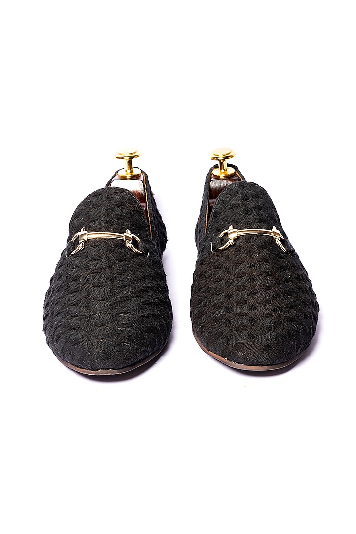 Black Loafers In Stone Washed Fabric by ARTIMEN at Pernia's Pop Up Shop