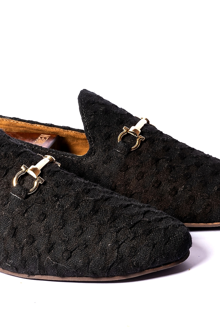 Black Stone Washed Fabric Loafers by ARTIMEN at Pernia's Pop Up Shop