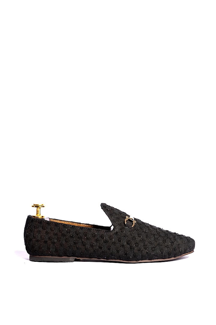 Black Stone Washed Fabric Loafers by ARTIMEN at Pernia's Pop Up Shop