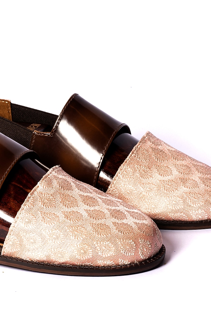 Blush Pink & Brown Leather Sandals by ARTIMEN at Pernia's Pop Up Shop