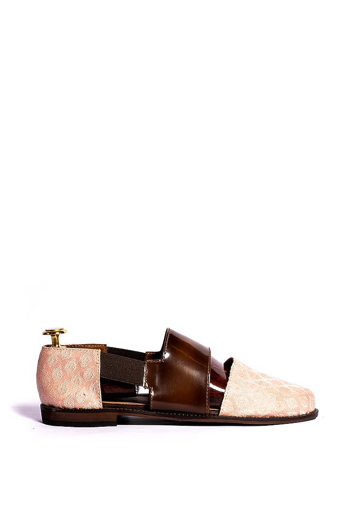 Blush Pink & Brown Leather Sandals by ARTIMEN at Pernia's Pop Up Shop