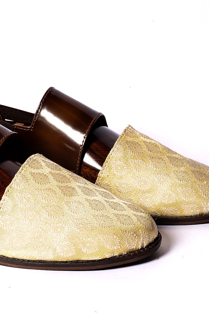 Cream & Brown Leather Sandals by ARTIMEN at Pernia's Pop Up Shop