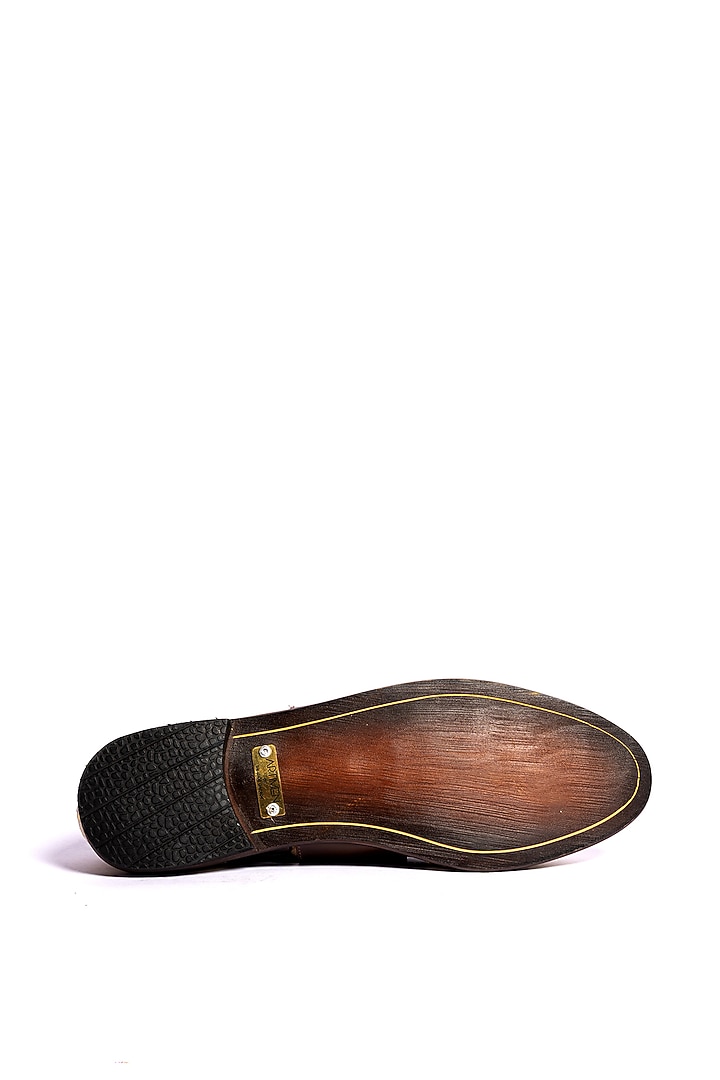 Cream & Brown Leather Sandals by ARTIMEN at Pernia's Pop Up Shop
