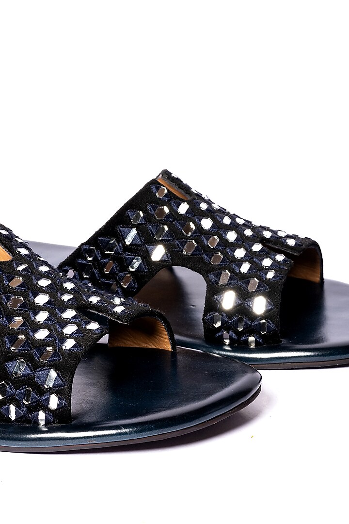Black Leather Slippers by ARTIMEN at Pernia's Pop Up Shop